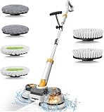 Cordless Electric Mop for Dewalt 20V Battery (NO Battery), 2 in 1 Spin Mop & Electric Floor Scrubber with LED Light & Water Spray, Electric Mops for Floor Cleaning, Hardwood,Tile (White Yellow)