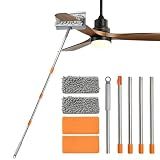 Ceiling Fan Cleaner Duster, 3-in-1 Fan Duster Cleaning Tool with 81'' Extendable Long Handle, Removable Chenille & Microfiber Mop Head Cleaner for Ceiling Fan Blade, Baseboard, Wall, Floor, Window