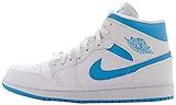 Nike WMNS AIR Jordan 1 MID, Women’s Basketball Shoe, White Dk Powder Blue White, 7.5 UK (42 EU)