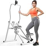 Stair Stepper Resistance Adjustable Folding Vertical Climber Machine for Home Gym Full-Body Workout (Grey/White)