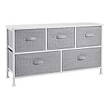 Amazon Basics Extra Wide Fabric 5-Drawer Storage Organizer Unit for Closet, White