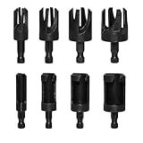 8Pcs Plug Cutters for Woodworking | Wood Plug Cutter Drills Bit Set | Straight and Tapered Taper Cutting Tool 5/8" 1/2" 3/8" 1/4" Hex Shank (Set-1)