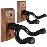 Guitar Wall Mount 2 Pack, Black Walnut Wood Guitar Hanger, U-Shaped Guitar Wall Hanger Mount, Guitar Holder Hook Stand Wall for Acoustic, Electric Guitar, Banjo, Bass, for Guitar Player Men Boy