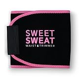 Sports Research® Sweet Sweat Waist Trimmer - Premium Sweat Enhancing Fitness Belt for Women & Men - 5 Adjustable Sizes - Pink Logo (Small)