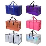 STOWM 6 Pack Moving Bags Heavy Duty, Extra Large Moving Bags, Moving Supplies, Storage Bags with Handles and Zippers, Waterproof Totes for Storage Saving Packaging Shipping and Travel(Multicolor)
