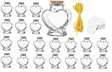 zmgmsmh Mini heart jars small heart shaped glass jars with cork lids candy jars bridal shower favors jars memo jiars perfect amount about 3 ounces holding sands, shells,candies etc (20 pieces)