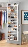 Whitmor 36 Pair Over The Door Shoe Organizer, 12 Tier Hanging Shoe Organizer, Heavy Duty Metal & Mesh Shoe Holder, Hanging Shoe Rack for Closet Organizer & Storage, 69"L x 21.7"W x 7.5"H, White
