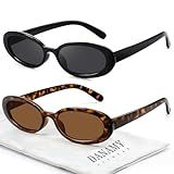 DANAMY Sunglasses Womens Retro Oval Sunglasses for Women Men Fashion Small Oval Sun Glasses 90s Vintage Driving Shades