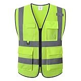 HATAUNKI Safety Vest for Men Women Hi Vis Vest with Pockets Mesh High Visibility Vest Meets ANSI/ISEA Standards (Yellow-20, Large)