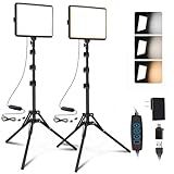 2-Pack LED Photography Lighting Kit, Arsoer 15W Bi-Color Video Light Kit, 2800-6500K LED Light CRI 97+, Studio Light with 70” Tripod Stand for Photography/YouTube/Video Recording/Content Creation