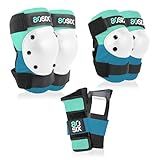 80SIX Multi-Sport Pad Set– Protective Gear for Skateboarding, Biking, Roller Skating, and Scooter (Surf Green Teal, 14+ Medium/Large)