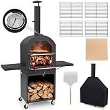 Giantex Outdoor Pizza Oven Wood Fired, Pizza Maker on Wheels