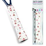 Get A Grip - Custom Tennis Racket Grip Tape - Anti-Slip/Quick-Drying Tennis Overgrips - Precut Badminton Racket Grip with Finishing Tape (Strawberries & Cream, 1 Grip)