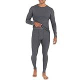 Fruit of The Loom Men's Recycled Waffle Thermal Underwear Set (Top and Bottom), Greystone Heather, Medium
