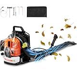 VEVOR 63CC Backpack Leaf Blower Gas Powered, 1.89L Tank, Delivers 1110CFM & 220MPH, Perfect for Garden Maintenance, Clearing Leaves & Snow