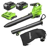 Greenworks 48V (2x24V) 520 CFM Brushless Leaf Blower/Vacuum w/ (2) 4.0Ah Battery & Dual Port Charger