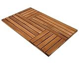 Utoplike Teak Wood Bath Mat, 32 x 20 inch Large Wooden Shower Mat for Bathroom, Non Slip Wood Floor Sturdy Mat for Inside Shower Luxury Spa Home or Outdoor