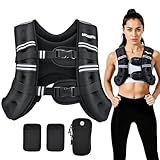 PACEARTH Weighted Vest, 6lb/12lb/16lb/20lb/25lb/30lb Weight Vest with Reflective Stripe, Body Weight Vests Adjustable for Men, Women Workout, Strength Training, Running, Walking, Jogging