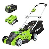 Greenworks 40V 16" Cordless Lawn Mower, Ultra-Light Push Mower with 4.0Ah Battery & Charger(75+ Tool Compatibility, 45Min Runtime)