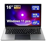 Laptop 16-inch 8GB DDR 256GB SSD Portable Laptop,Expandable to 1TB Pentium Quad-core CPU up to 2.64 GHz 9000mAh Battery Mini HDMI Interface USB3.0 Interface Dual-Band WiFi Webcam Slim laptops