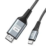 USB C to HDMI Cable 5ft, [4K, High-Speed], USB Type C to HDMI Cord [Thunderbolt 3/4 Compatible] for iPhone 17 16 15 Pro Max Plus Air, MacBook iPad Pro/Air,Samsung S25 S24 S23 S22 S21 Surface Switch