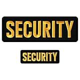 Yaveron 2 Pcs Security Patch Hook and Loop Embroiderd Security Vest Patches for Tactical Vest Security Guard Costume Jacket, 1pcs Large and 1 Pcs Small（Yellow）
