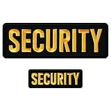 Yaveron 2 Pcs Security Patch Hook and Loop Embroiderd Security Vest Patches for Tactical Vest Security Guard Costume Jacket, 1pcs Large and 1 Pcs Small（Yellow）