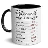 WHIDOBE Funny Retirement Gift - Retirement Weekly Schedule Mug - Retired Gift for Women Men - Retired Calendar Mug for Coworkers Grandma, Grandpa - Retiree, Birthday Gifts For Mom, Dad, Boss