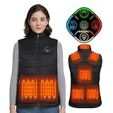 KOVNLO Womens Heated Vest, 5 in 1 Smart Controller, Lights-out Design, Electric Heated Jackets (Battery Pack Not Included),Black,M