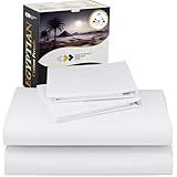 California Design Den Certified 100% Egyptian Cotton Sheets King Size Deep Pocket Set - King Percale Sheet Set with Deep Pockets, Lightweight, Crisp, Durable Luxury Bedding - White