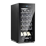 18 Bottle Compressor Wine Cooler Refrigerator with Lock, Freestanding Wine Fridge, 41°F-64°F Digital Temperature Control, Large Wine Cellar for Red, White, Champagne, and Sparkling Wine – Black