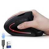 TECKNET Ergonomic Mouse, Wireless Rechargeable Vertical Mouse for Carpal Tunnel Right Hand, 4800 DPI 5 Adjustable Levels 2.4GHz with USB-A Receiver, Silent Click, for Laptop, PC, Desktop (Not USB-C)