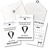 Stofinity 10 Groomsmen Proposal Cards Set - 8 Will You Be My Groomsman Cards, 2 Best Man Proposal Gifts, Asking Groomsmen Cards, Groomsmen Gift Ideas Funny Groomsmen Proposal Gift