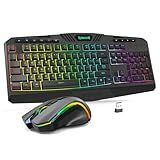Redragon S101M-KS Gaming Keyboard and Mouse Wireless with Tri-Mode, RGB Keyboard and 4800 DPI Gaming Mouse, 10 Independent Multimedia Keys for Wins, PC, Computer, Wireless S101 Ideal for Gamer