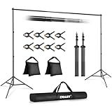 EMART Backdrop Stand 10x7ft(WxH) Photo Studio Adjustable Background Stand Support kit with 2 Crossbars, 8 Clamps, 2 Sandbags and Carry Bag for Parties, Events Decoration, Wedding, Photography