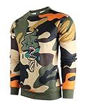 SCREENSHOT-F11076 Mens Urban Hip Hop Fleece Pullover Top - I-Screen Cone Cartoon Animatin Camo Crew Neck Streetwear Sweatshirt-Olive-Xlarge
