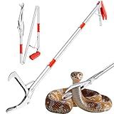 Likorlove 50" Collapsible Snake Grabber Tool, Stainless Steel Reptile Handling Stick with Wide Jaws & Non-Slip Handle – Outdoor Tool for Home, Yard, Farm, Camping