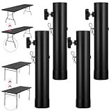 DOPENSPI 4 Pack Heavy Duty Adjustable Table Risers, 2 Levels/Heights Folding Table Leg Extenders Durable Steel Desk Leg Extensions Furniture Leg Lifts for Straight Bent Legs, Raise 3.6in/5.23in
