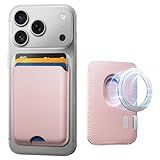 Halowish Mangnetic Wallet, for MagSafe Wallet, Stronger Magnets, 3 Card Holder With RFID Blocking, Slim Magnetic Wallet for iPhone 17/16/15/14/13/12 Series and Other Mobile Phone with Magnet, Pink