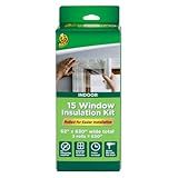 Duck Brand Winter Window Insulation Kit – Window Seal Rolled Shrink Film Covers Up to 15 3’ x 5’ Windows – Window Tape Included – Easy Indoor Installation - Clear - 15-Pack (288069)