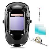 High-Definition Welding Helmet Auto Darkening with a View Like Sunglasses- 180° View 4"X4" Screen with Solar Power, 4 Arc Sensors 3/5-9/9-13 Shade for TIG MIG Grinding, Lightweight & Durable
