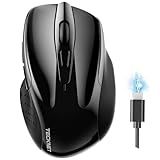 TECKNET Wireless Mouse (BT5.0/3.0 & 2.4G) Rechargeable 4800 DPI Silent USB A & Bluetooth Mouse 6 Buttons, Wide Compatibility - Black