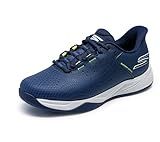 Skechers Men's Viper Court Reload Hands Free Slip-Ins Pickleball Sneaker, Navy/Yellow, 11.5 X-Wide