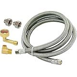 Eastman Dishwasher Installation Kit, 12 Foot Hose with Adapters, 3/8 Inch MIP x 3/4 Inch FHT Elbows, Braided Stainless Steel Connectors, 69008