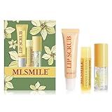Lip Care Combo 3 pcs Set, Natural Kissers Scrub, Balm Moisturizing Oil, Vitamin E Moisturizing Treatment Overnight Treatment for Dry Chapped Lips, Nourishing Skincare Gift (01, VANILLA BEAN)