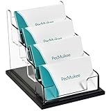 PecMuikee Business Card Holder for Desk，Acrylic Business Card Display Stand,Multiple Business Card Holders for Office, Exhibition, Home, Restaurant 4 Slot 1pcs Tier