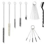 17 Piece Nylon Mini Cleaning Brush Set - Metal Straws, Airbrush, Spray Gun, Humming Bird Feeders, Coffee Machine, Tubing, Pipe