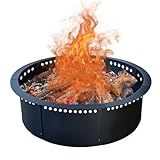 SoulMate Outdoor 40-Inch Outer/36-Inch Inner Fire Pit Ring Smokeless,Duty Solid Metal Steel Round Firepit Rim Insert for DIY Fire Pits, Outdoor Above or In-Ground, Camping Garden Patio Backyard.