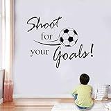 Soccer Stickers, “Shoot for Your Goals” Wall Art Soccer Ball Stickers Decals for Kids Room, Football Vinyl Sticker for Boys Bedroom Playroom Living Room Window Door Decoration, 23.6 x 31.5 in