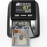PONNOR AL-135T Counterfeit Bill Detector Money Checker Machine with 3" Digital Screen, Total Value Add Function, 4-Way Orientation & Pass/Fail Indicator Mode, Compatible with USD/EUR/CAD/MXN